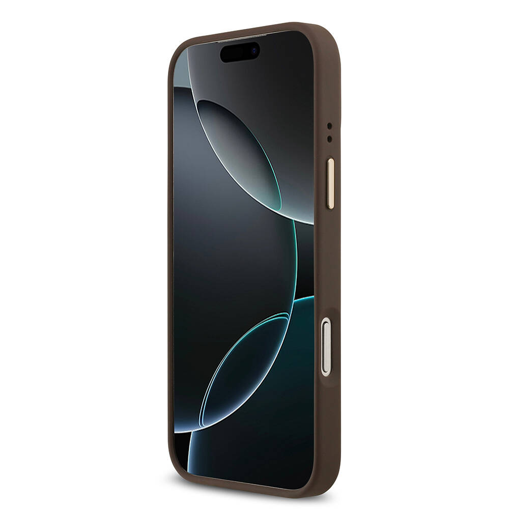 Apple iPhone 17 Pro Max Kılıf Guess Orjinal Lisanslı M-safe Şarj Özellikli Gold Metal Kamera Çerçeveli Taşlı 4G Logolu Kapak - 8