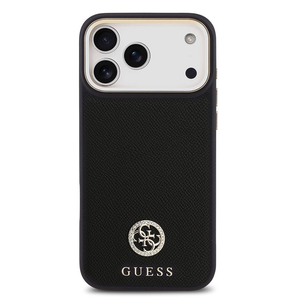 Apple iPhone 17 Pro Max Kılıf Guess Orjinal Lisanslı M-safe Şarj Özellikli Grained Yazı ve Taşlı 4G Logolu Kapak - 6