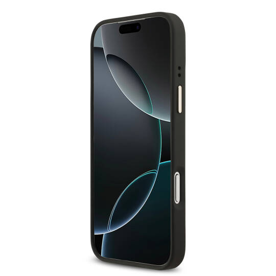 Apple iPhone 17 Pro Max Kılıf Guess Orjinal Lisanslı M-safe Şarj Özellikli Grained Yazı ve Taşlı 4G Logolu Kapak - 8