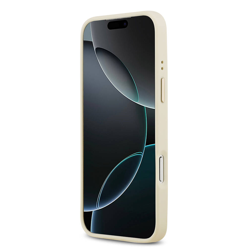 Apple iPhone 17 Pro Max Kılıf Guess Orjinal Lisanslı M-safe Şarj Özellikli Grained Yazı ve Taşlı 4G Logolu Kapak - 15