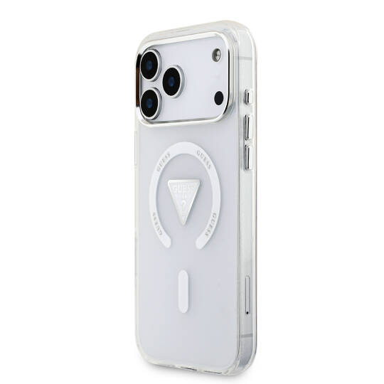 Apple iPhone 17 Pro Max Kılıf Guess Orjinal Lisanslı M-safe Şarj Özellikli IML Baskılı Üçgen Logolu Metal Kamera Çerçeveli Kapak - 4
