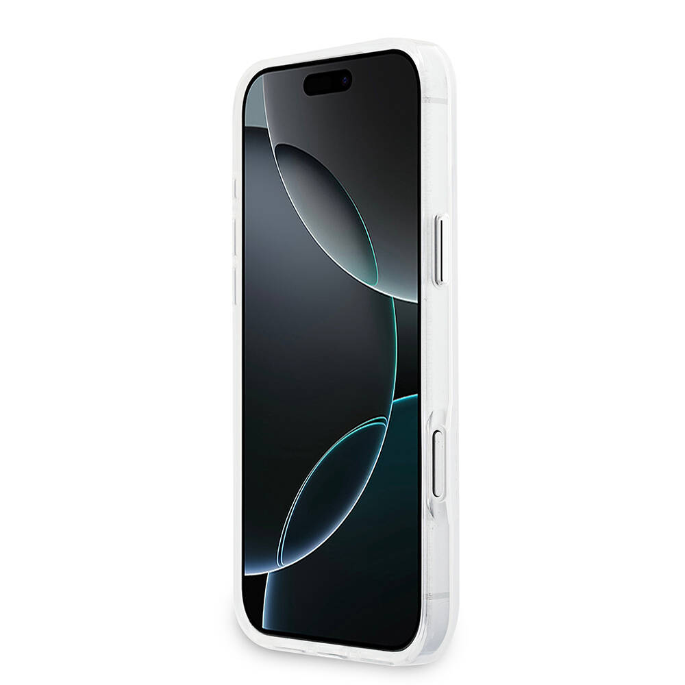 Apple iPhone 17 Pro Max Kılıf Guess Orjinal Lisanslı M-safe Şarj Özellikli IML Baskılı Üçgen Logolu Metal Kamera Çerçeveli Kapak - 7