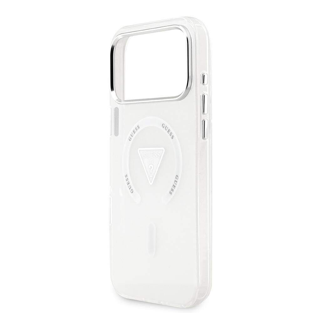 Apple iPhone 17 Pro Max Kılıf Guess Orjinal Lisanslı M-safe Şarj Özellikli IML Baskılı Üçgen Logolu Metal Kamera Çerçeveli Kapak - 8