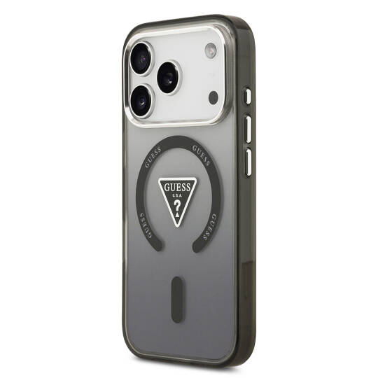 Apple iPhone 17 Pro Max Kılıf Guess Orjinal Lisanslı M-safe Şarj Özellikli IML Baskılı Üçgen Logolu Metal Kamera Çerçeveli Kapak - 10