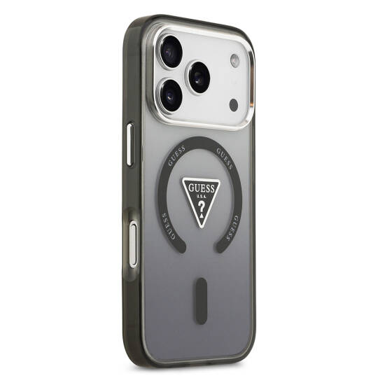 Apple iPhone 17 Pro Max Kılıf Guess Orjinal Lisanslı M-safe Şarj Özellikli IML Baskılı Üçgen Logolu Metal Kamera Çerçeveli Kapak - 12