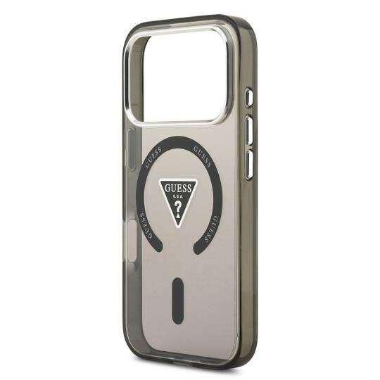 Apple iPhone 17 Pro Max Kılıf Guess Orjinal Lisanslı M-safe Şarj Özellikli IML Baskılı Üçgen Logolu Metal Kamera Çerçeveli Kapak - 14
