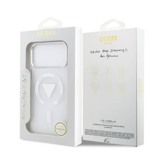 Apple iPhone 17 Pro Max Kılıf Guess Orjinal Lisanslı M-safe Şarj Özellikli IML Baskılı Üçgen Logolu Metal Kamera Çerçeveli Kapak - 16