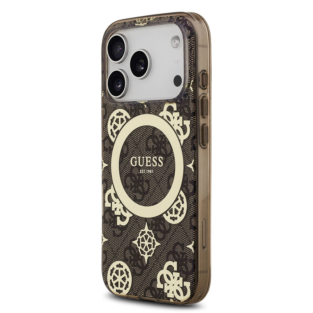 Apple iPhone 17 Pro Max Kılıf Guess Orjinal Lisanslı M-safe Şarj Özellikli IML Peony ve 4G Desenli Klasik Logolu Kapak - 5