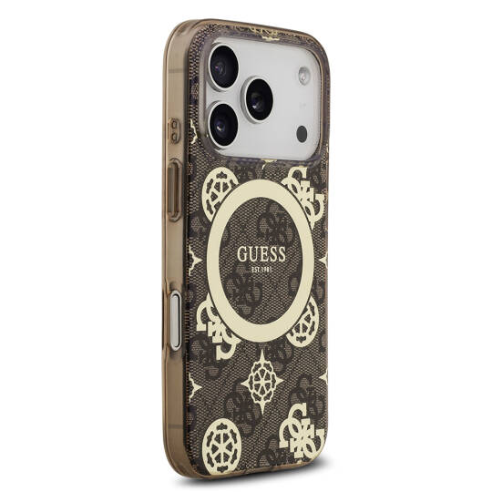 Apple iPhone 17 Pro Max Kılıf Guess Orjinal Lisanslı M-safe Şarj Özellikli IML Peony ve 4G Desenli Klasik Logolu Kapak - 7