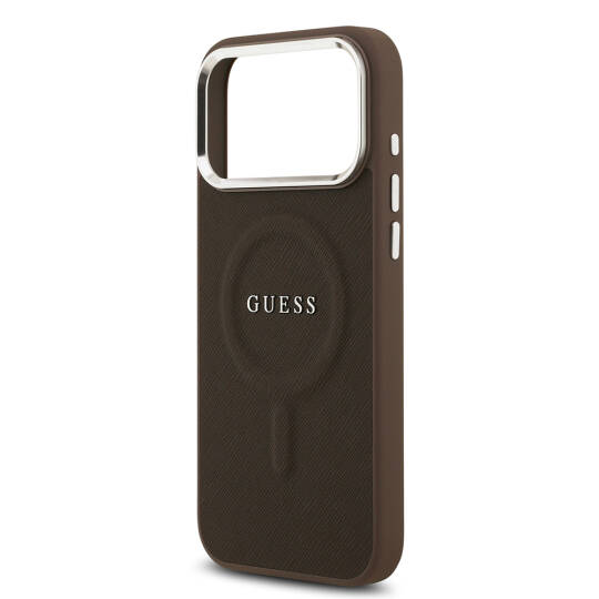 Apple iPhone 17 Pro Max Kılıf Guess Orjinal Lisanslı M-safe Şarj Özellikli Klasik Yazı Logolu PU Deri Kapak - 8