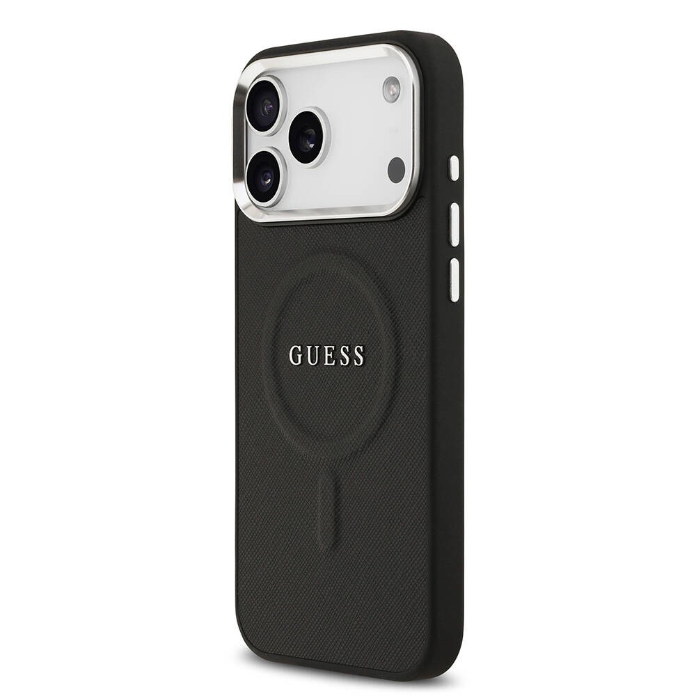 Apple iPhone 17 Pro Max Kılıf Guess Orjinal Lisanslı M-safe Şarj Özellikli Klasik Yazı Logolu PU Deri Kapak - 10