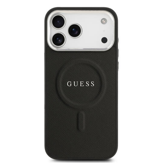 Apple iPhone 17 Pro Max Kılıf Guess Orjinal Lisanslı M-safe Şarj Özellikli Klasik Yazı Logolu PU Deri Kapak - 11