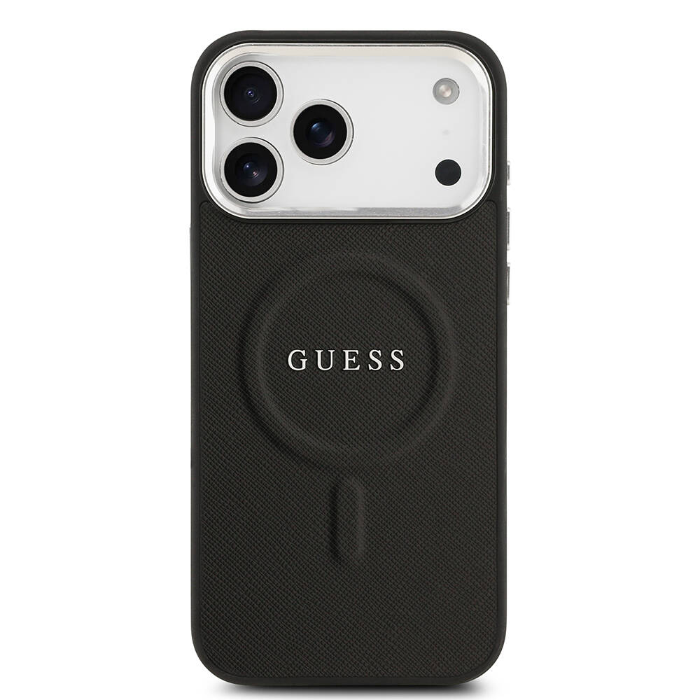 Apple iPhone 17 Pro Max Kılıf Guess Orjinal Lisanslı M-safe Şarj Özellikli Klasik Yazı Logolu PU Deri Kapak - 11