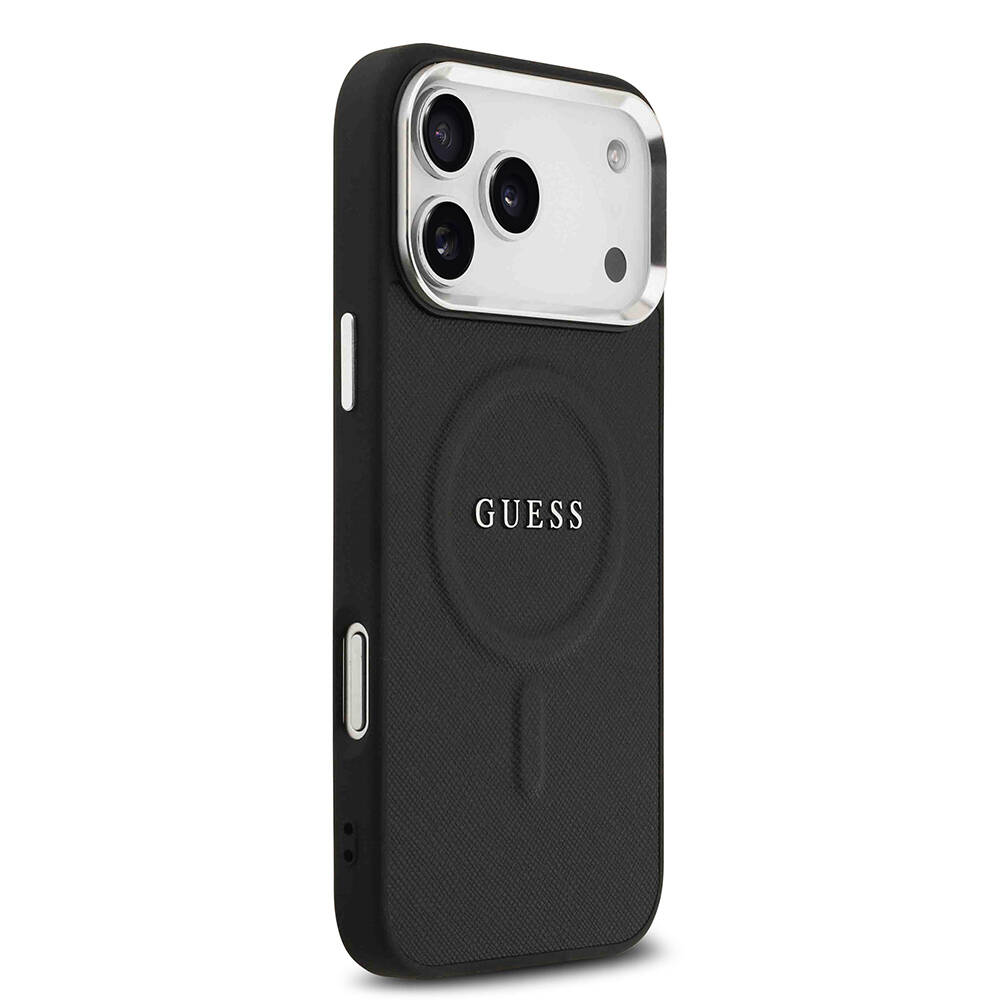 Apple iPhone 17 Pro Max Kılıf Guess Orjinal Lisanslı M-safe Şarj Özellikli Klasik Yazı Logolu PU Deri Kapak - 12