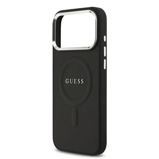 Apple iPhone 17 Pro Max Kılıf Guess Orjinal Lisanslı M-safe Şarj Özellikli Klasik Yazı Logolu PU Deri Kapak - 14