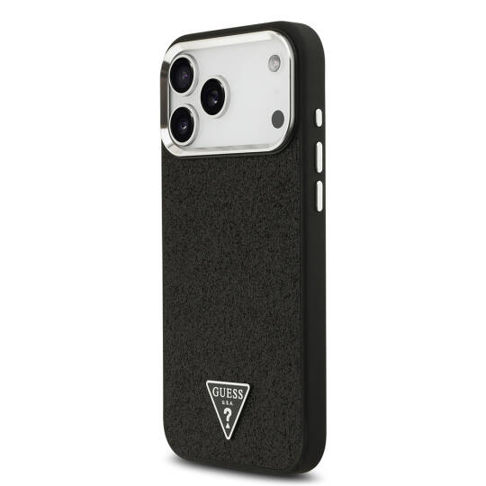 Apple iPhone 17 Pro Max Kılıf Guess Orjinal Lisanslı M-safe Şarj Özellikli Metal Kamera Çerçeveli Üçgen Logolu Glitter Kapak - 6