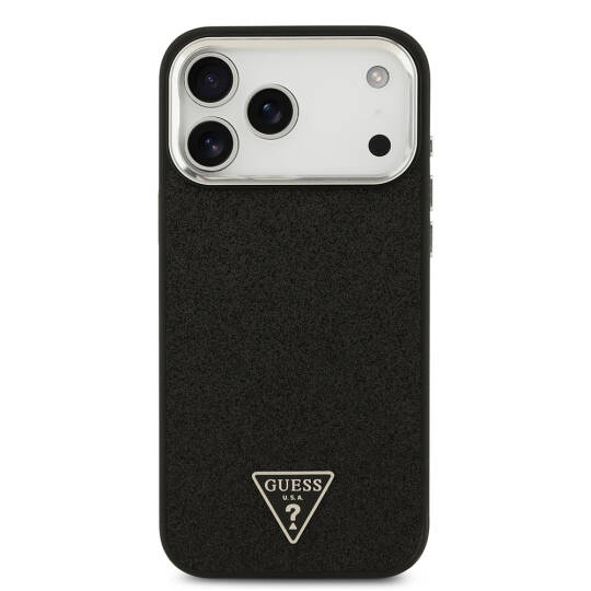 Apple iPhone 17 Pro Max Kılıf Guess Orjinal Lisanslı M-safe Şarj Özellikli Metal Kamera Çerçeveli Üçgen Logolu Glitter Kapak - 7