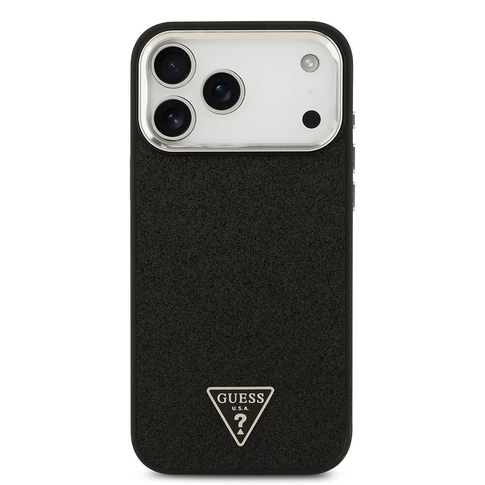 Apple iPhone 17 Pro Max Kılıf Guess Orjinal Lisanslı M-safe Şarj Özellikli Metal Kamera Çerçeveli Üçgen Logolu Glitter Kapak - 7