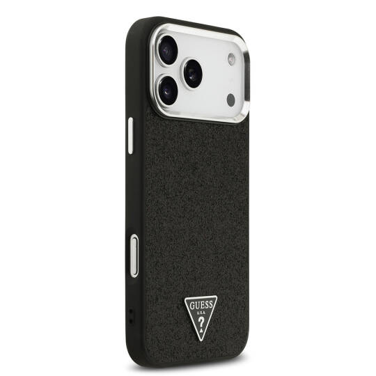 Apple iPhone 17 Pro Max Kılıf Guess Orjinal Lisanslı M-safe Şarj Özellikli Metal Kamera Çerçeveli Üçgen Logolu Glitter Kapak - 8