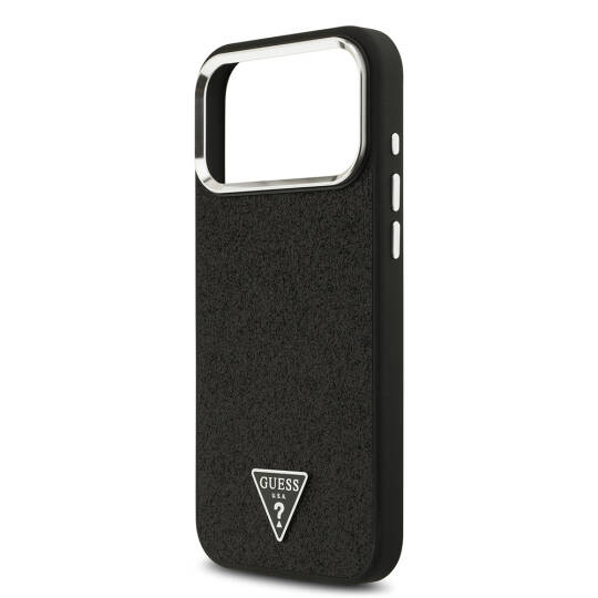 Apple iPhone 17 Pro Max Kılıf Guess Orjinal Lisanslı M-safe Şarj Özellikli Metal Kamera Çerçeveli Üçgen Logolu Glitter Kapak - 10