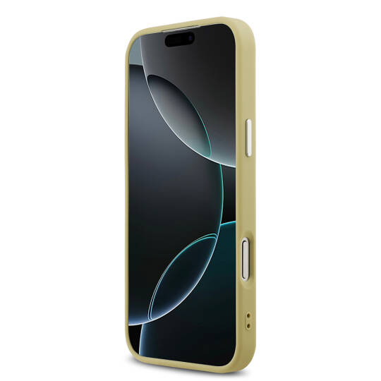 Apple iPhone 17 Pro Max Kılıf Guess Orjinal Lisanslı M-safe Şarj Özellikli Metal Kamera Çerçeveli Üçgen Logolu Glitter Kapak - 15