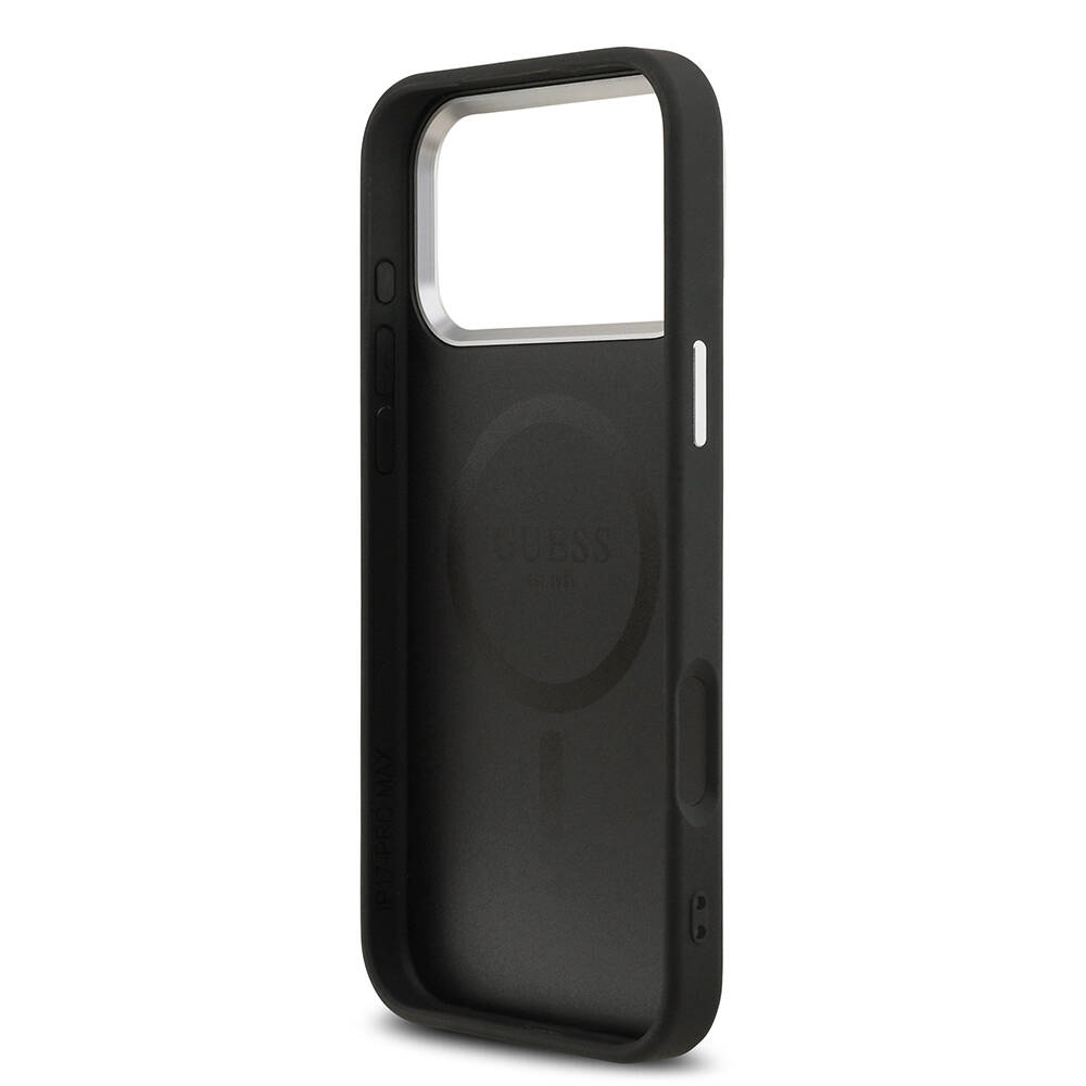 Apple iPhone 17 Pro Max Kılıf Guess Orjinal Lisanslı M-safe Şarj Özellikli PU Deri Metal Kamera Çerçeveli Üçgen Logolu Kapak - 8