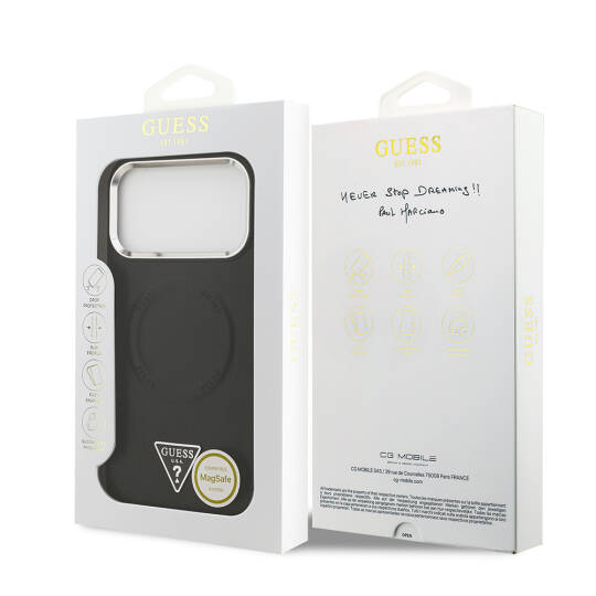 Apple iPhone 17 Pro Max Kılıf Guess Orjinal Lisanslı M-safe Şarj Özellikli PU Deri Metal Kamera Çerçeveli Üçgen Logolu Kapak - 10