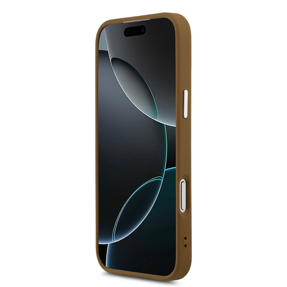 Apple iPhone 17 Pro Max Kılıf Guess Orjinal Lisanslı M-safe Şarj Özellikli PU Deri Metal Kamera Çerçeveli Üçgen Logolu Kapak - 14