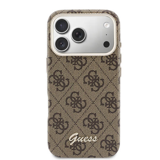 Apple iPhone 17 Pro Max Kılıf Guess Orjinal Lisanslı M-safe Şarj Özellikli Script Yazı Logolu 4G Desenli Kapak - 19