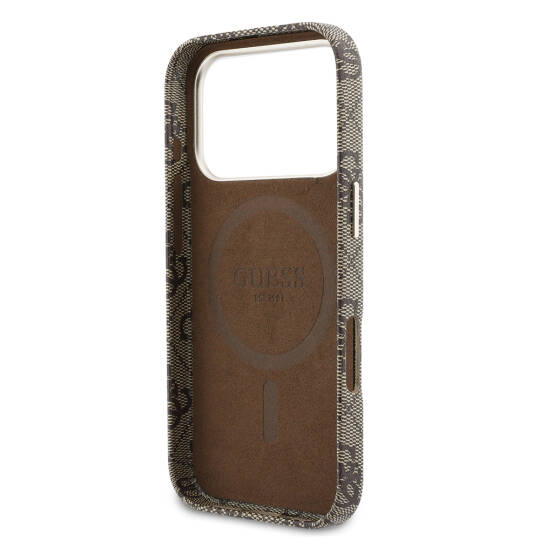 Apple iPhone 17 Pro Max Kılıf Guess Orjinal Lisanslı M-safe Şarj Özellikli Script Yazı Logolu 4G Desenli Kapak - 23