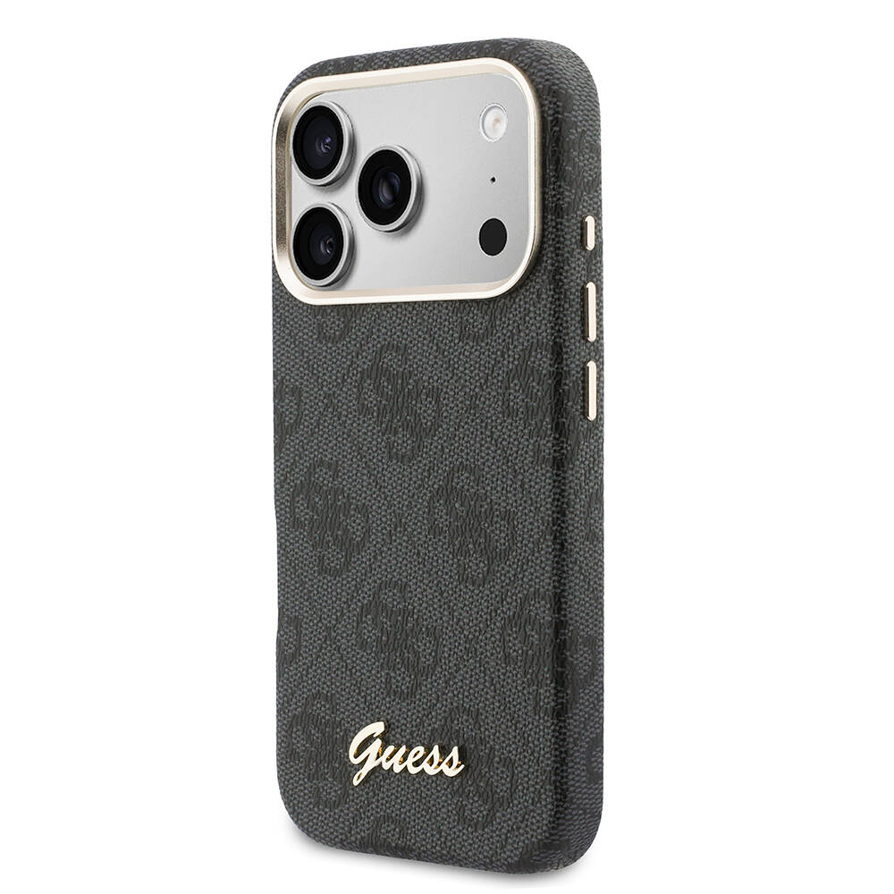 Apple iPhone 17 Pro Max Kılıf Guess Orjinal Lisanslı M-safe Şarj Özellikli Script Yazı Logolu 4G Desenli Kapak - 10
