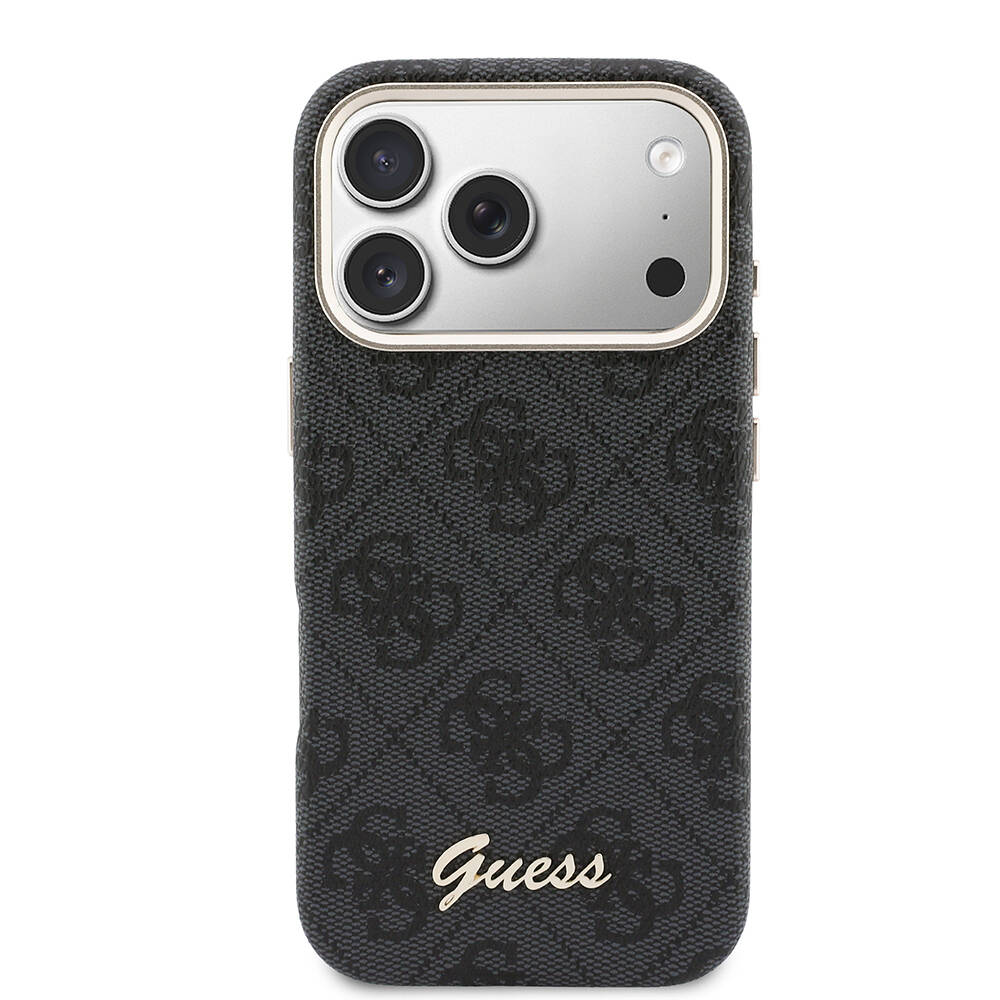 Apple iPhone 17 Pro Max Kılıf Guess Orjinal Lisanslı M-safe Şarj Özellikli Script Yazı Logolu 4G Desenli Kapak - 11