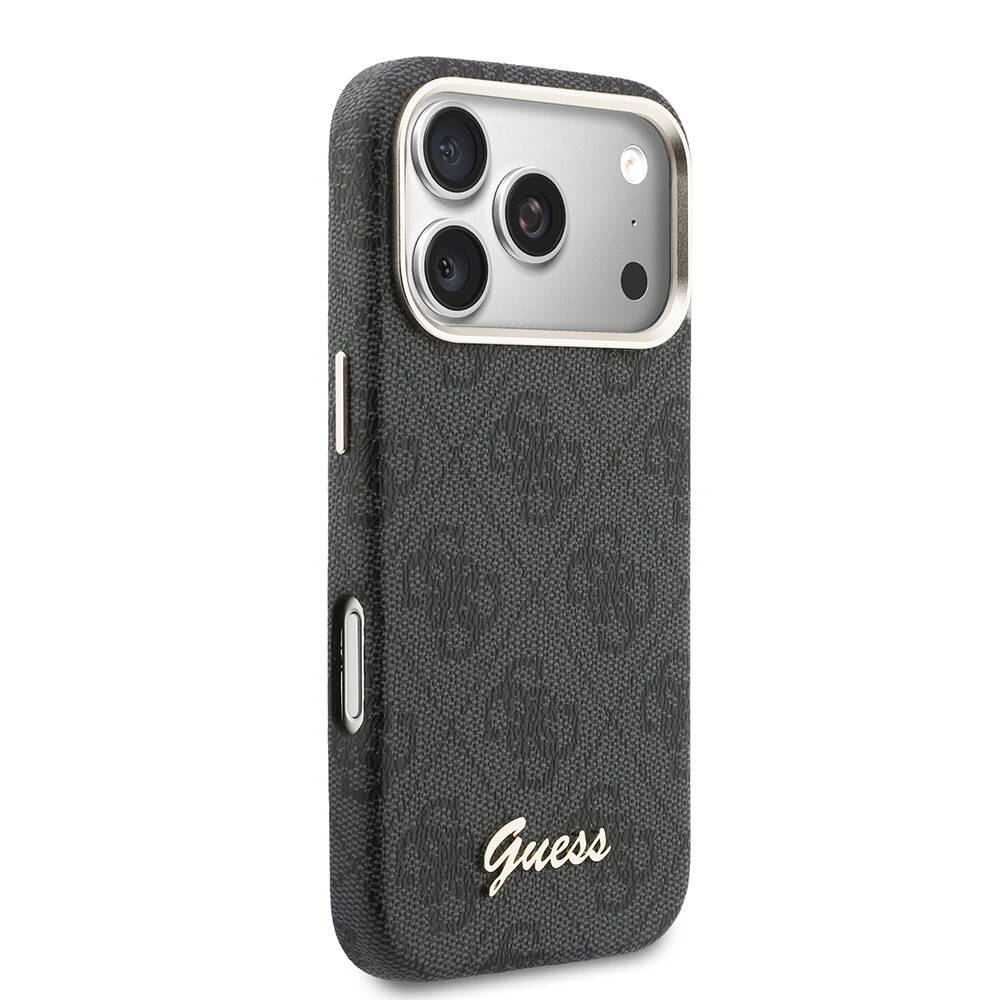 Apple iPhone 17 Pro Max Kılıf Guess Orjinal Lisanslı M-safe Şarj Özellikli Script Yazı Logolu 4G Desenli Kapak - 12