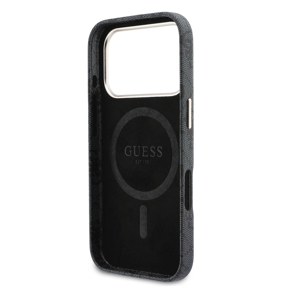 Apple iPhone 17 Pro Max Kılıf Guess Orjinal Lisanslı M-safe Şarj Özellikli Script Yazı Logolu 4G Desenli Kapak - 15