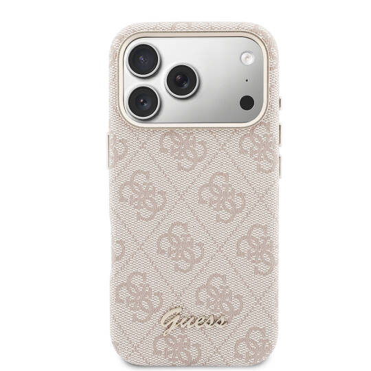Apple iPhone 17 Pro Max Kılıf Guess Orjinal Lisanslı M-safe Şarj Özellikli Script Yazı Logolu 4G Desenli Kapak - 3