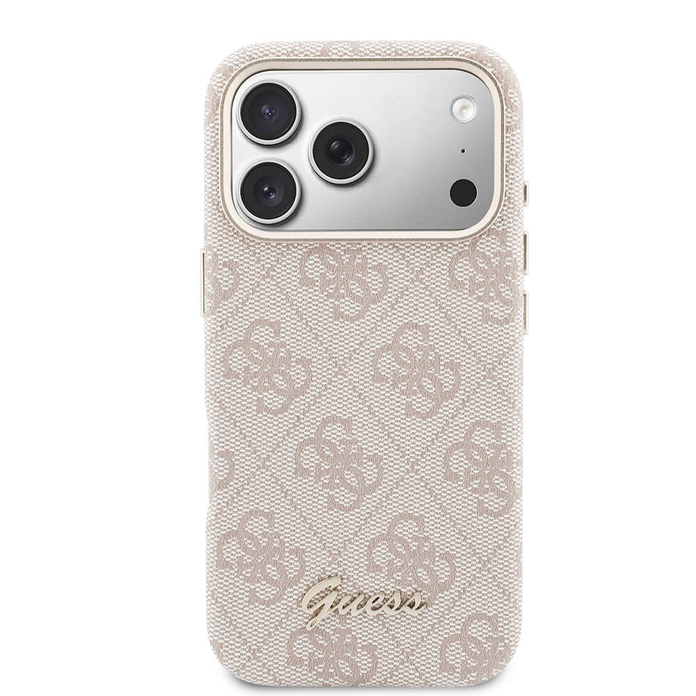 Apple iPhone 17 Pro Max Kılıf Guess Orjinal Lisanslı M-safe Şarj Özellikli Script Yazı Logolu 4G Desenli Kapak - 3