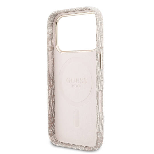 Apple iPhone 17 Pro Max Kılıf Guess Orjinal Lisanslı M-safe Şarj Özellikli Script Yazı Logolu 4G Desenli Kapak - 7