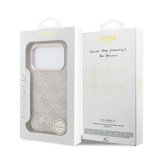 Apple iPhone 17 Pro Max Kılıf Guess Orjinal Lisanslı M-safe Şarj Özellikli Script Yazı Logolu 4G Desenli Kapak - 8