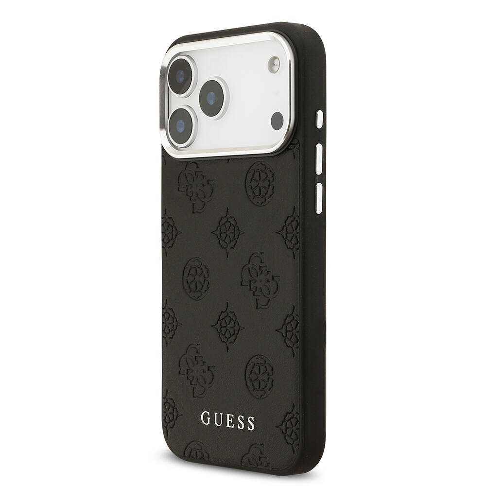 Apple iPhone 17 Pro Max Kılıf Guess Orjinal Lisanslı M-safe Şarj Özellikli Sıcak Baskılı Klasik Yazı Logolu PU Deri Peony Kapak - 4