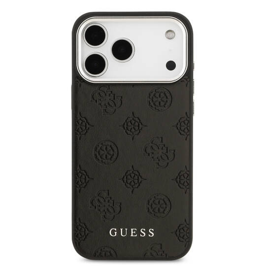 Apple iPhone 17 Pro Max Kılıf Guess Orjinal Lisanslı M-safe Şarj Özellikli Sıcak Baskılı Klasik Yazı Logolu PU Deri Peony Kapak - 5