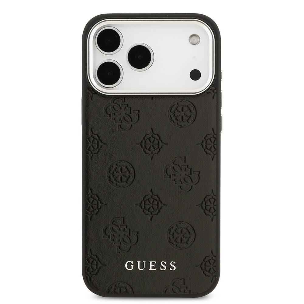 Apple iPhone 17 Pro Max Kılıf Guess Orjinal Lisanslı M-safe Şarj Özellikli Sıcak Baskılı Klasik Yazı Logolu PU Deri Peony Kapak - 6