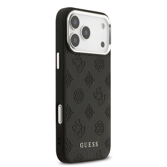 Apple iPhone 17 Pro Max Kılıf Guess Orjinal Lisanslı M-safe Şarj Özellikli Sıcak Baskılı Klasik Yazı Logolu PU Deri Peony Kapak - 7