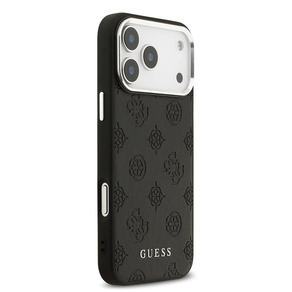 Apple iPhone 17 Pro Max Kılıf Guess Orjinal Lisanslı M-safe Şarj Özellikli Sıcak Baskılı Klasik Yazı Logolu PU Deri Peony Kapak - 7