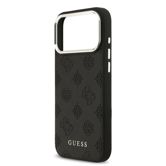 Apple iPhone 17 Pro Max Kılıf Guess Orjinal Lisanslı M-safe Şarj Özellikli Sıcak Baskılı Klasik Yazı Logolu PU Deri Peony Kapak - 9