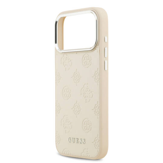 Apple iPhone 17 Pro Max Kılıf Guess Orjinal Lisanslı M-safe Şarj Özellikli Sıcak Baskılı Klasik Yazı Logolu PU Deri Peony Kapak - 16
