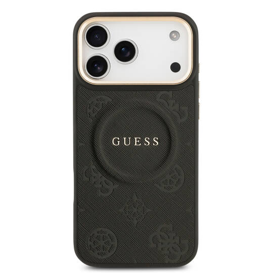 Apple iPhone 17 Pro Max Kılıf Guess Orjinal Lisanslı M-safe Şarj Özellikli Sıcak Baskılı Yazı Logolu PU Deri Peony Kapak - 15