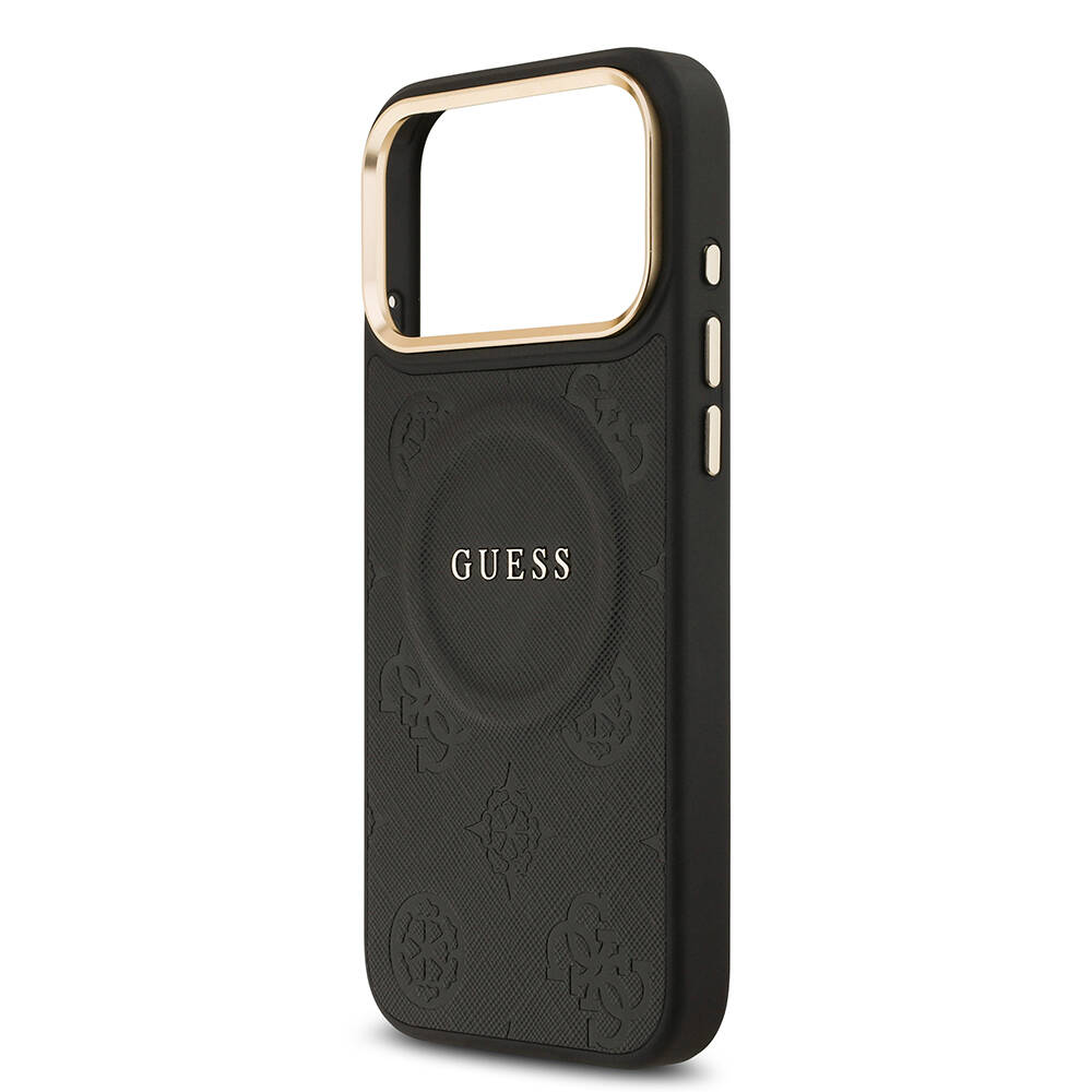 Apple iPhone 17 Pro Max Kılıf Guess Orjinal Lisanslı M-safe Şarj Özellikli Sıcak Baskılı Yazı Logolu PU Deri Peony Kapak - 18