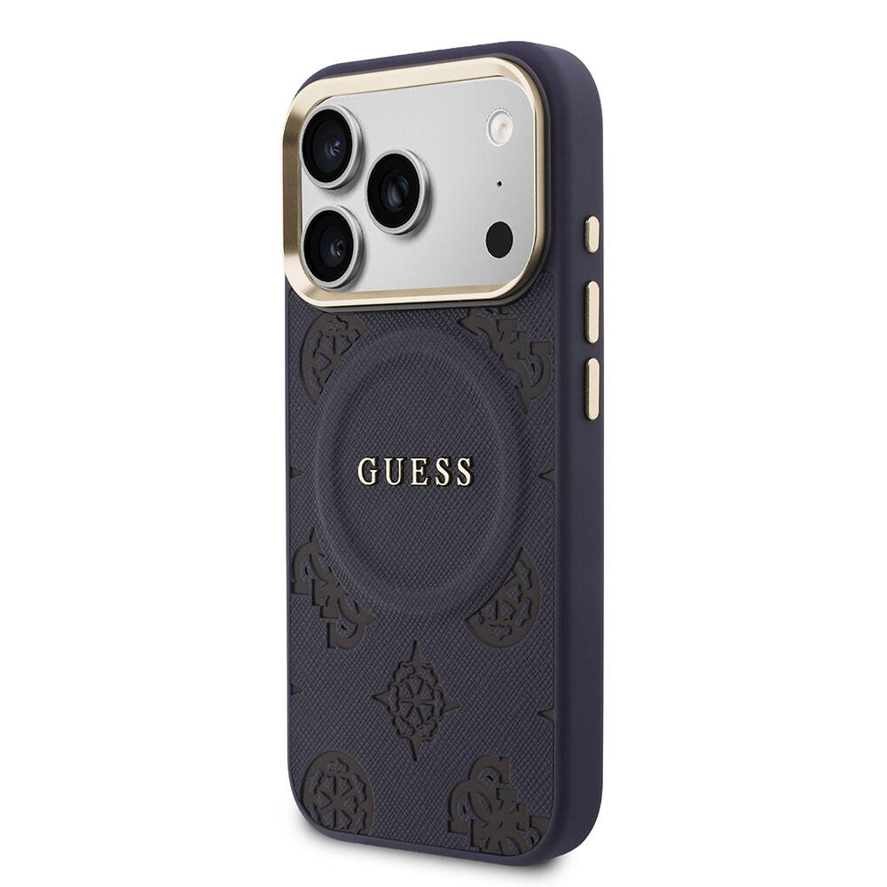 Apple iPhone 17 Pro Max Kılıf Guess Orjinal Lisanslı M-safe Şarj Özellikli Sıcak Baskılı Yazı Logolu PU Deri Peony Kapak - 2