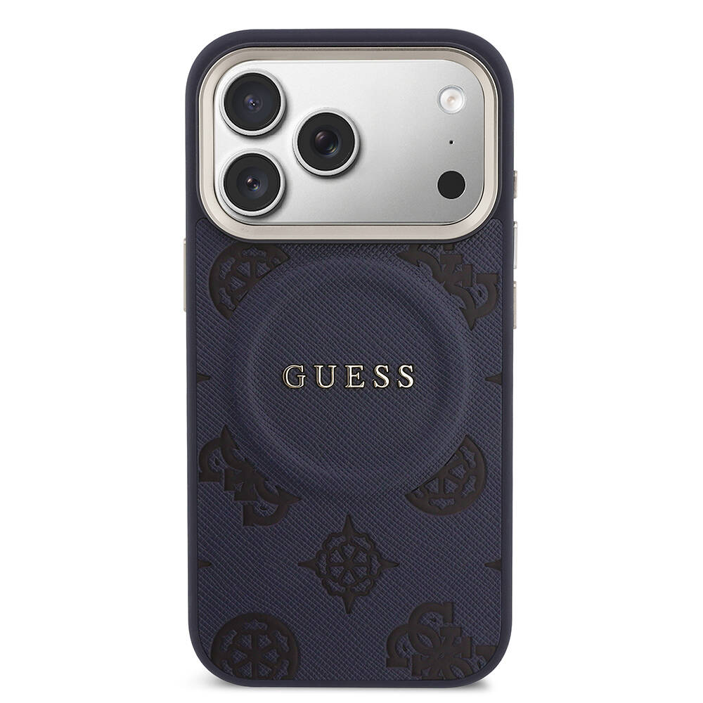 Apple iPhone 17 Pro Max Kılıf Guess Orjinal Lisanslı M-safe Şarj Özellikli Sıcak Baskılı Yazı Logolu PU Deri Peony Kapak - 3