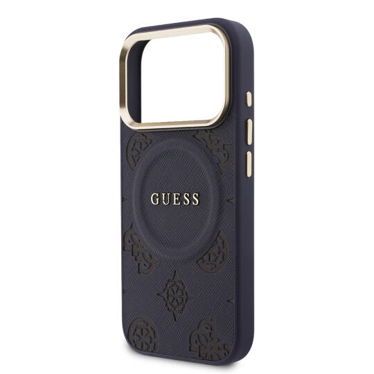 Apple iPhone 17 Pro Max Kılıf Guess Orjinal Lisanslı M-safe Şarj Özellikli Sıcak Baskılı Yazı Logolu PU Deri Peony Kapak - 6